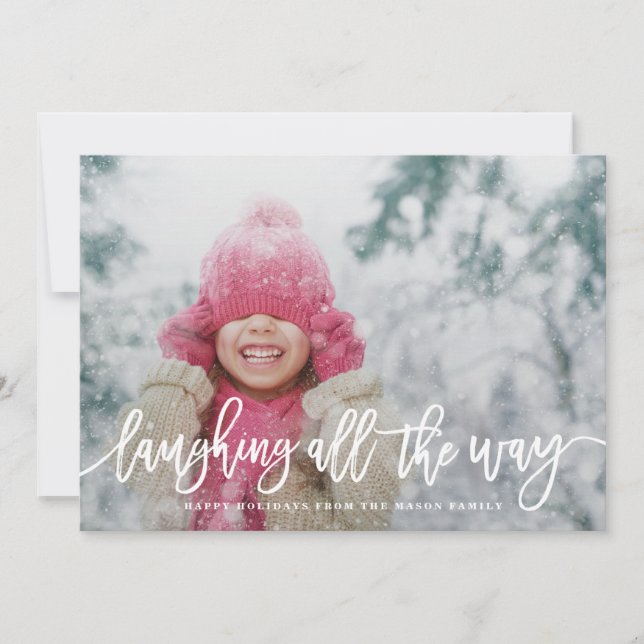 Cartão De Festividades Rindo De Toda A Foto De Férias (Frente)
