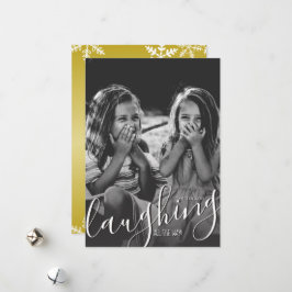 Cartão De Festividades Rindo por todo o caminho Snowflakes Foto Dourada