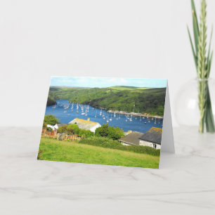Cartão De Festividades Rio Fowey e barcos, Cornualha