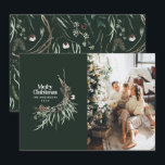 Cartão De Festividades Riqueza botânica verde-moderna e elegante<br><div class="desc">Cartão de Natal verde moderno e elegante,  com cor rústica seca a cores botânicas,  cor verde-esmaltada.</div>