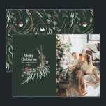 Cartão De Festividades Riqueza botânica verde-moderna e elegante<br><div class="desc">Cartão de Natal verde moderno e elegante,  com cor rústica seca a cores botânicas,  cor verde-esmaltada.</div>