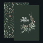 Cartão De Festividades Riqueza botânica verde-moderna e elegante<br><div class="desc">Verde escuro moderno elegante rústico,  cromo d'água seco,  cor botânica floral mutada,  cor de Natal.</div>