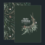 Cartão De Festividades Riqueza botânica verde-moderna e elegante<br><div class="desc">Verde escuro moderno elegante rústico,  cromo d'água seco,  cor botânica floral mutada,  cor de Natal.</div>