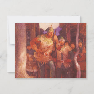 Cartão De Festividades Robin Hood e Seus Homens Alegres Vintage por NC Wy