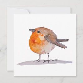 Cartão De Festividades Robin Watercolor