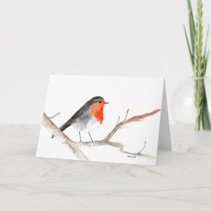 Cartão De Festividades Robin Watercolor pintando arte de Natal