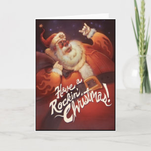 Cartão De Festividades Rockin' Santa Claus