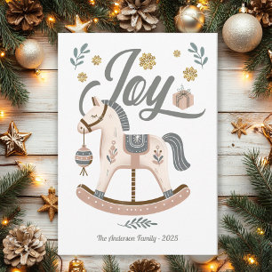 Cartão De Festividades Rocking Horse Joy Vintage Boho