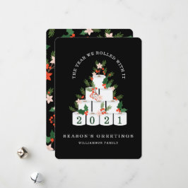 Cartão De Festividades Rolado com sua Árvore de Papel de Banheiro de Nata