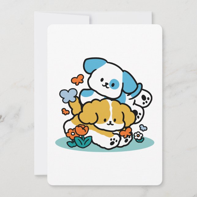 Cartão De Festividades Rolando Para Maio Como Pups Felizes - Cachorro Pri (Frente)