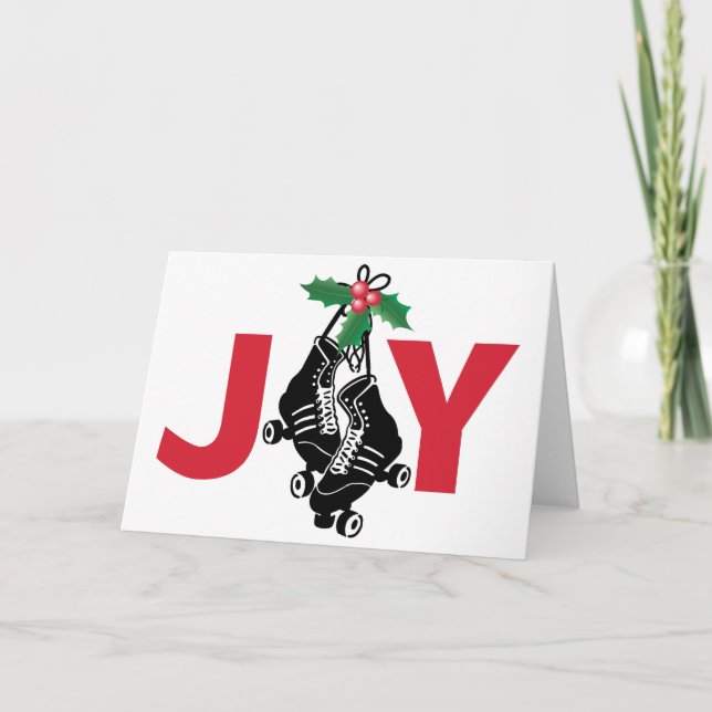 Cartão De Festividades Roller Derby Girl, patinação de Natal com Holly (Frente)