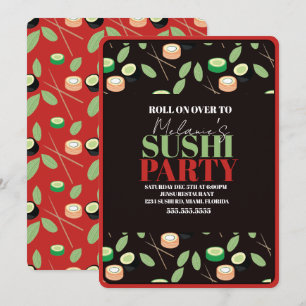 Cartão De Festividades Rolos de Aniversário de Sushi Moderno Nome