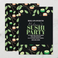 Rolos de Sushi Preto Moderno para Festa de Anivers