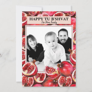 Cartão De Festividades Romã Foto Personalizada da Família para Tu B'shvat