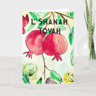 Cartão De Festividades Romã Fruta de Rosh Hashanah Shana Tova
