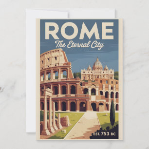 Cartão De Festividades Roma Itália Retrô Silhueta Urbana Viagem