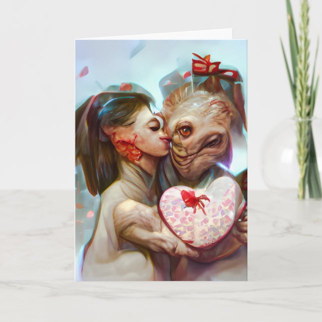 Cartão De Festividades Romance Excêntrico de Alienígena (Frente)