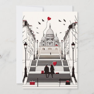 Cartão De Festividades Romance Parisiense - Dia dos Namorados de Casal Ch