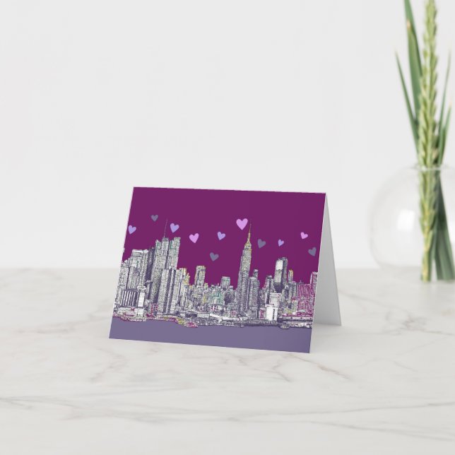 Cartão De Festividades Romance roxo de tinta em Nova York (Frente)