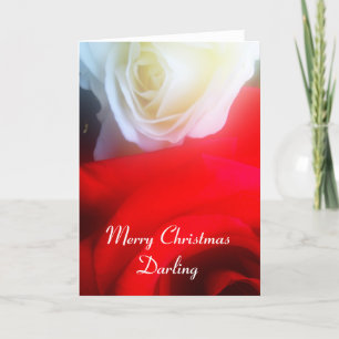 Cartão De Festividades Romantic Christmas Card Red and White Roses