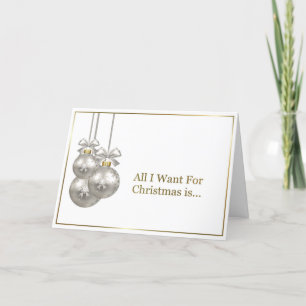 Cartão De Festividades Romantic Gold Border Silver Christmas Ornaments