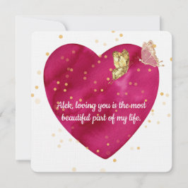 Cartão De Festividades Romantic Heart & Gold Butterfly Valentine Card