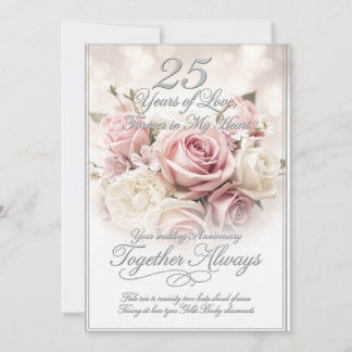Cartão De Festividades Romantic Luxury 25th Wedding Anniversary Card