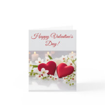 Romantic Red Hearts & Flowers Valentine’s Card 