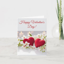 Cartão De Festividades Romantic Red Hearts & Flowers Valentine’s Card 