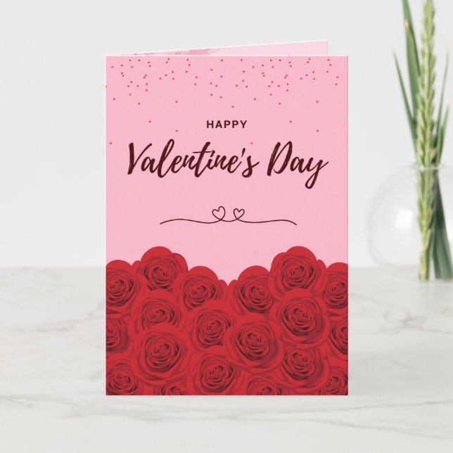Cartão De Festividades Romantic Red Rose Valentine’s Day Card Love & Rose (Frente)