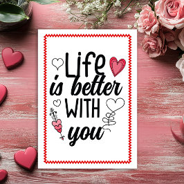 Cartão De Festividades Romantic Sketch Hand Drawn Valentine Card Red
