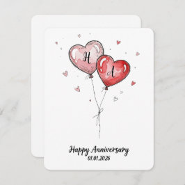 Cartão De Festividades Romantic Watercolor Heart Custom Anniversary