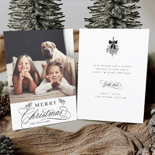 Cartão De Festividades Romântica Caligrafia Feliz Foto de Natal Flat