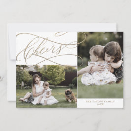 Cartão De Festividades Romântica Dourada Saúde 3 Foto Ano Em Revisão