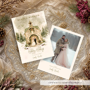 Cartão De Festividades Romântico Natal Nevado Recém-Casados TLW26