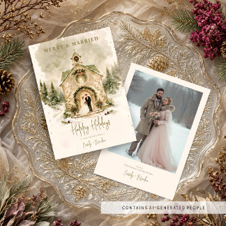 Cartão De Festividades Romântico Natal Nevado Recém-Casados TLW26