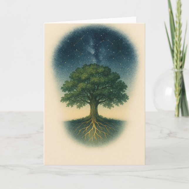 Cartão De Festividades Rooted & Rising Family Tree Constellation (Frente)