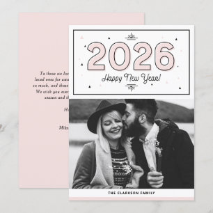 Cartão De Festividades Rosa claro Moderno de Tipografia Fotografia