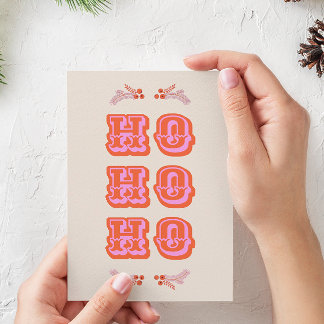 Cartão De Festividades Rosa Colorida Divertida + Red HO HO HO Flat Christ