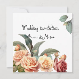 Cartão De Festividades Rosa de colheita de aquarelas