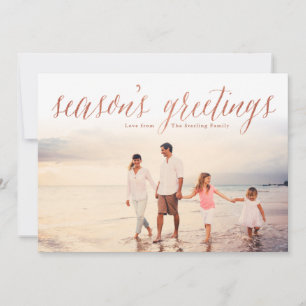 Cartão De Festividades Rosa Dourado Season's Saudações Glitter