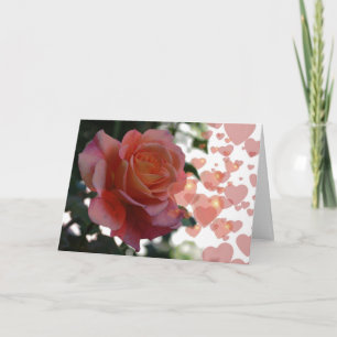 Cartão De Festividades Rosa e Corações
