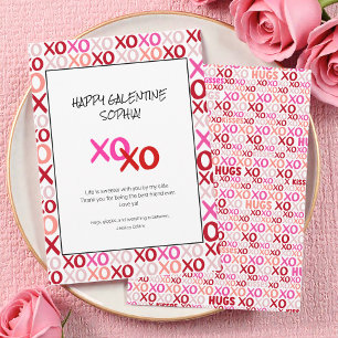 Cartão De Festividades Rosa e Vermelho Galentines XOXO Amiga Moderna Incr