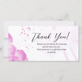 Cartão De Festividades Rosa Floral Obrigado Horizontal 20,3 x 10,2