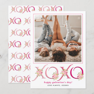 Cartão De Festividades Rosa floral XOXO Dia das Galentinas coração foto