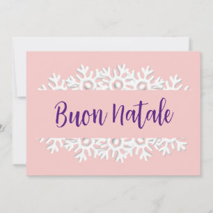 Cartão De Festividades Rosa Quartzo, Violeta e Branco Buon Natale