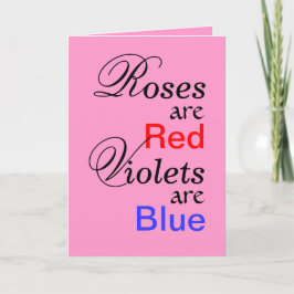 Cartão De Festividades Rosa Red Violets Blue Namorados Poem