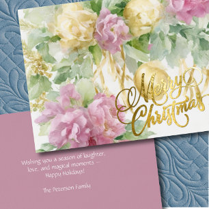 Cartão De Festividades Rosa Satin Ribbon Evergreen Mauve Cream Natal
