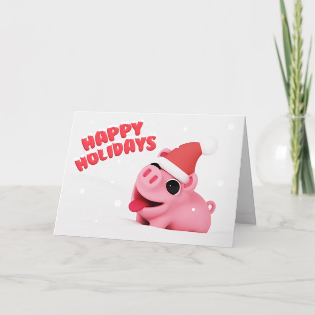Cartão De Festividades Rosa the Pig Christmas Card (Frente)