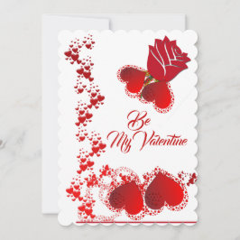 Cartão De Festividades Rosa vermelha, Corações Românticos, Seja Meu Namor